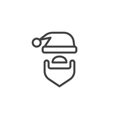 Santa hat and beard outline icon. linear style sign for mobile concept and web design. Costume party simple line vector icon. Symbol, logo illustration. Pixel perfect vector graphics