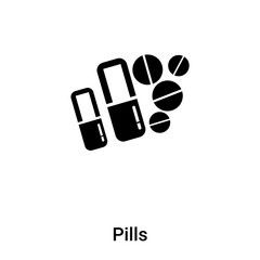 Pills icon vector isolated on white background, logo concept of Pills sign on transparent background, black filled symbol