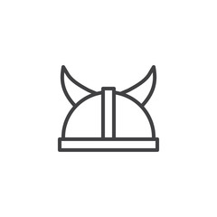 Viking helmet outline icon. linear style sign for mobile concept and web design. Horned helmet simple line vector icon. Symbol, logo illustration. Pixel perfect vector graphics