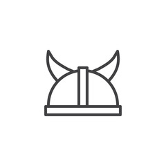 Viking helmet outline icon. linear style sign for mobile concept and web design. Horned helmet simple line vector icon. Symbol, logo illustration. Pixel perfect vector graphics