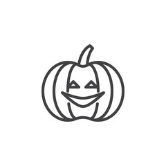 Halloween pumpkin outline icon. linear style sign for mobile concept and web design. Halloween Party simple line vector icon. Symbol, logo illustration. Vector graphics