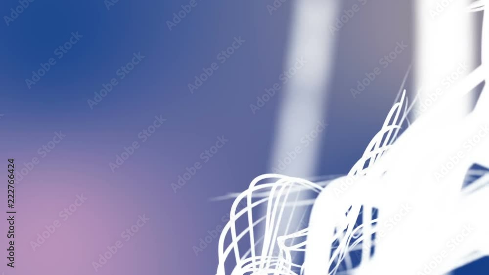 Poster white particles slowly fly on a light blue background. abstract space. 3d rendering.