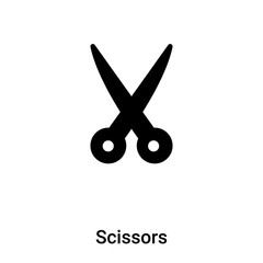 Scissors icon vector isolated on white background, logo concept of Scissors sign on transparent background, black filled symbol