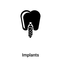Implants icon vector isolated on white background, logo concept of Implants sign on transparent background, black filled symbol
