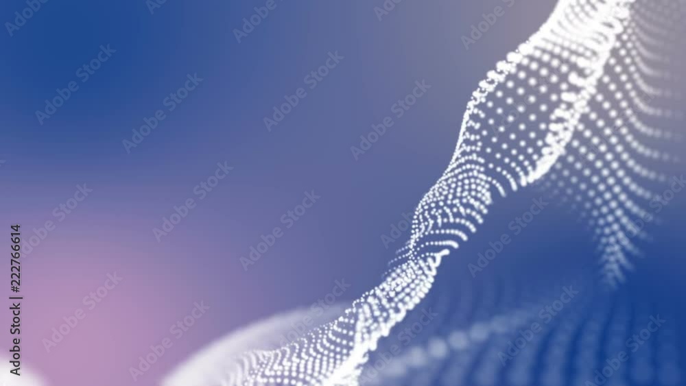 Poster white particles slowly fly on a light blue background. abstract space. 3d rendering.