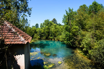 Fototapeta na wymiar Krupaj vrelo a natural water well in Serbia