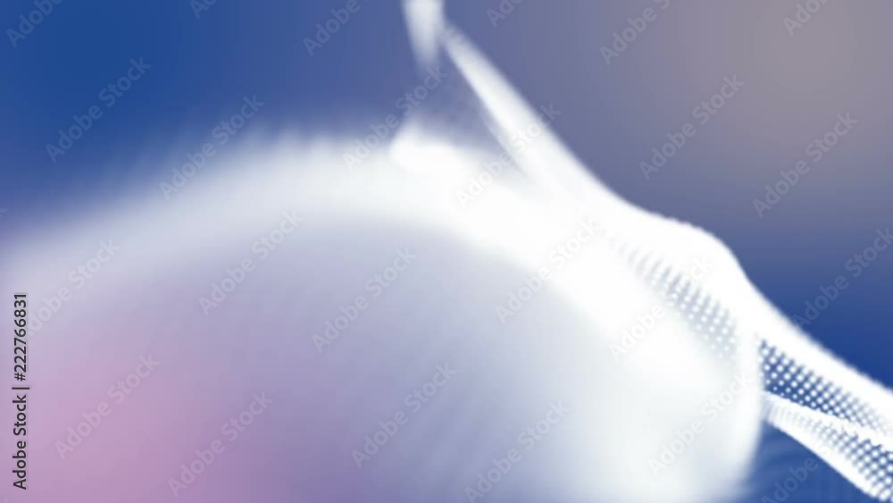 Poster white particles slowly fly on a light blue background. abstract space. 3d rendering.