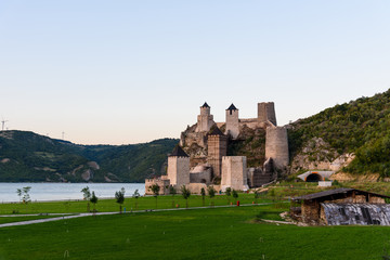 Fototapeta na wymiar Golubac fortress on Danube river in Serbia