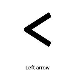 Left arrow icon vector isolated on white background, logo concept of Left arrow sign on transparent background, black filled symbol