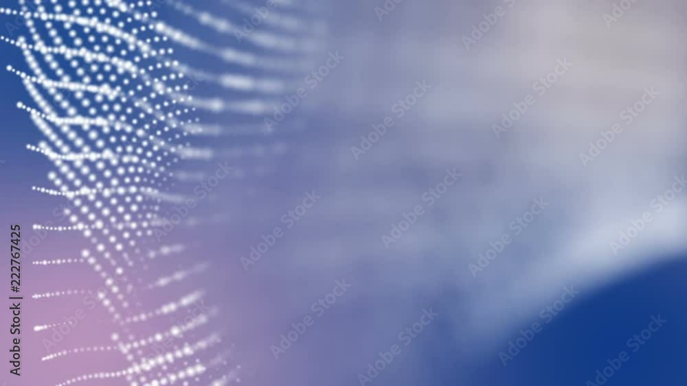 Poster white particles slowly fly on a light blue background. abstract space. 3d rendering.