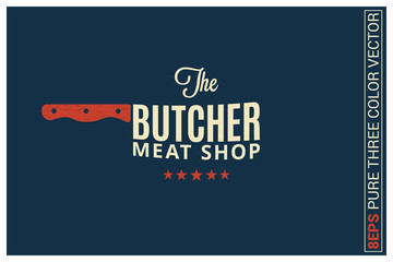butcher meat shop logo on blue background