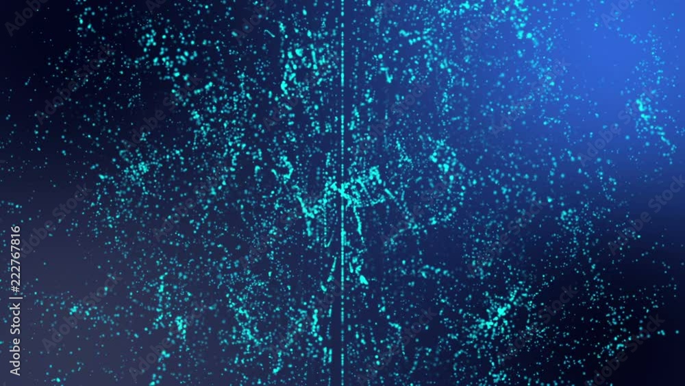 Poster particles fly on a light blue background. abstraction of space. 3d rendering. depth of field blur