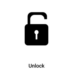 Unlock icon vector isolated on white background, logo concept of Unlock sign on transparent background, black filled symbol