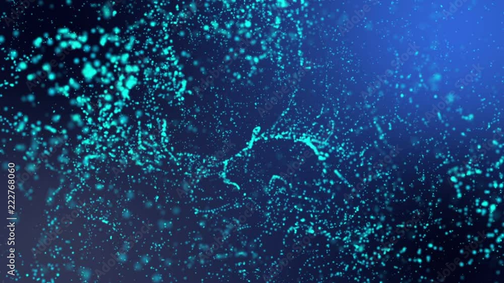 Poster particles fly on a light blue background. abstraction of space. 3d rendering. depth of field blur
