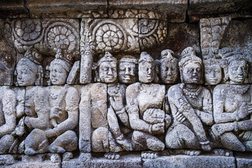 Stone-wall relief of Borobudur Temple, Yogyakarta, Indonesia 13