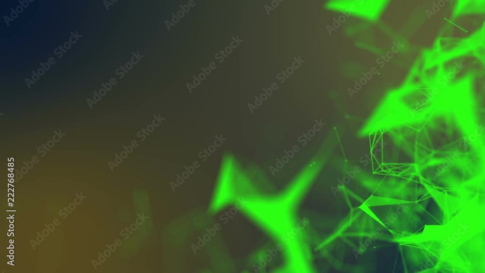 Aufkleber green triangles and particles move slowly. abstract background 3d rendering. depth of field blur