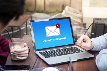 You've got a mail message on laptop screen concept - 222768475