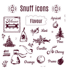 Tobacco snuff icons - sketch style, vector graphic illustration - obrazy, fototapety, plakaty