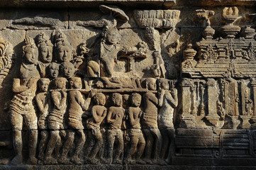 Stone-wall relief of Borobudur Temple, Yogyakarta, Indonesia 6
