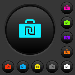 Israeli new Shekel bag dark push buttons with color icons