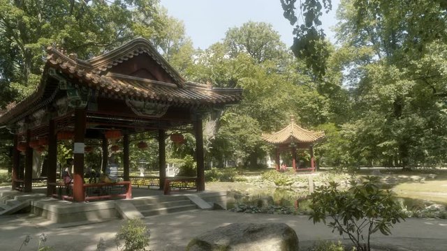 Chinese Garden in Royal Baths Park Warsaw Poland