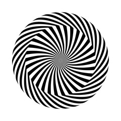 Vector illustration. Black and white round abstract geometric pattern. Optical illusion of volume