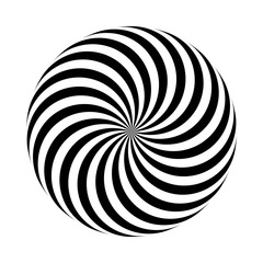 Vector illustration. Black and white round geometric pattern. Optical illusion of volume
