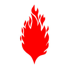 Hand drawn illustration of fire on white background. Design element for logo, label, emblem, sign, poster, t shirt.