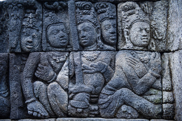 Stone-wall relief of Borobudur Temple, Yogyakarta, Indonesia 3