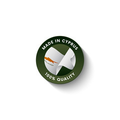 Made in Cyprus badge with Cyprus flag. Badge with long shadow. Vector illustration.