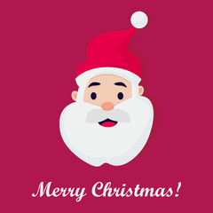 Merry Christmas greeting card with Santa Claus. Vector illustration.