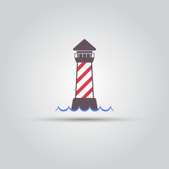 Lighthouse and wave isolated vector colored icon