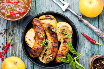 Tasty grilled pork sausages