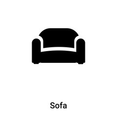 Sofa icon vector isolated on white background, logo concept of Sofa sign on transparent background, black filled symbol