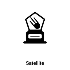 Satellite icon vector isolated on white background, logo concept of Satellite sign on transparent background, black filled symbol