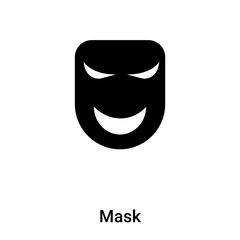 Mask icon vector isolated on white background, logo concept of Mask sign on transparent background, black filled symbol