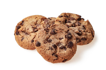american cookies and chocolate fudge brownies isolated, cafe or snack shop