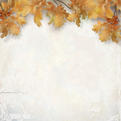 Autumn background with oak leaves