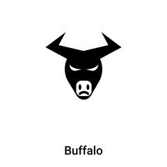 Buffalo icon vector isolated on white background, logo concept of Buffalo sign on transparent background, black filled symbol