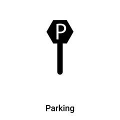 Parking icon vector isolated on white background, logo concept of Parking sign on transparent background, black filled symbol