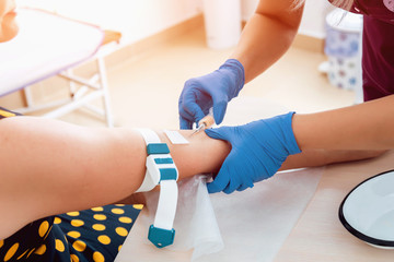 Injection during the blood collection