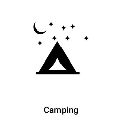 Camping icon vector isolated on white background, logo concept of Camping sign on transparent background, black filled symbol