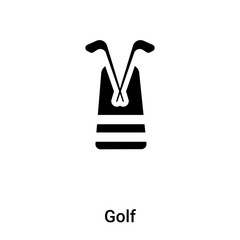 Golf icon vector isolated on white background, logo concept of Golf sign on transparent background, black filled symbol