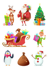 Christmas collection of characters design. Cartoon vector illustration.