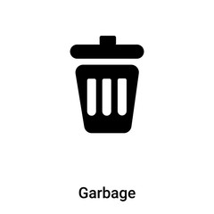 Garbage icon vector isolated on white background, logo concept of Garbage sign on transparent background, black filled symbol