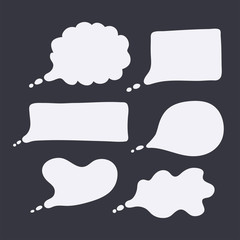 Hand drawn silhouettes of  speech bubles  isolated on dark gray background.Vector illustration.