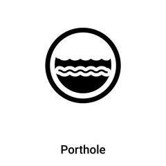 Porthole icon vector isolated on white background, logo concept of Porthole sign on transparent background, black filled symbol