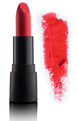 Color lipstick with smudged stroke isolated