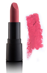 Color lipstick with smudged stroke isolated