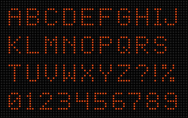 Square LED Dot-Matrix Display Font